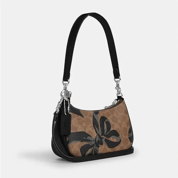 New COACH Teri Mini Crossbody Bag In Signature Canvas With Bow Print - Picture 4 of 10